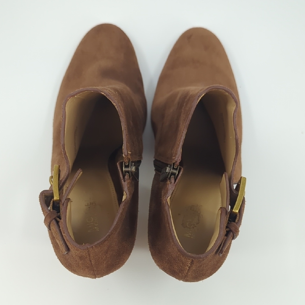 MICHAEL KORS Adams Cutout Suede Booties Brown Sz 10 - Picture 5 of 9